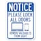 Signmission Please Lock All Doors Remove Valuables from Sight Rust Proof Parking, A-1824-23287 A-1824-23287 - alternate 1